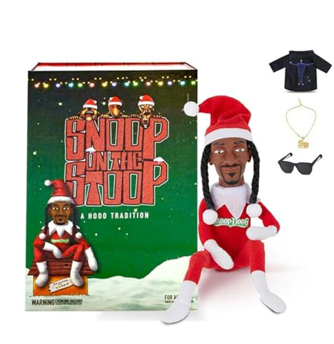 Snoop on a Stoop 2023, Snoop elf on a Shelf, Elf Doll, Box Toy 12" Figurine Elf, Plush Toys, Includes, Elf Toy, Tshirt, Sunglasses, Gold Chain, Bonus Big Gift Box(Limited Edition), Red | Amazon (US)