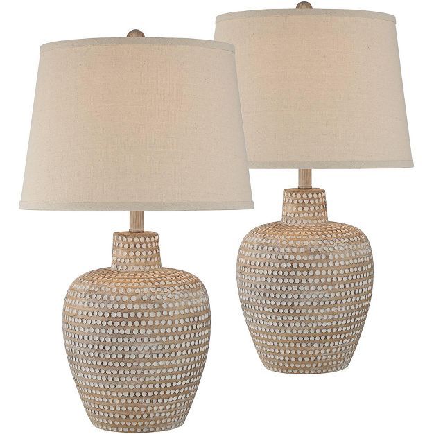 Regency Hill Rustic Southwestern Table Lamps 27" Tall Set of 2 Dappled Sandy Beige Oatmeal Fabric... | Target