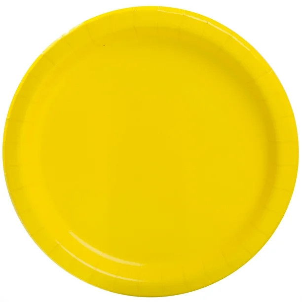 Way to Celebrate! Neon Yellow Paper Dinner Plates, 9in, 20ct | Walmart (US)
