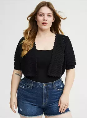 Pointelle Open Front Shrug | Torrid (US & Canada)