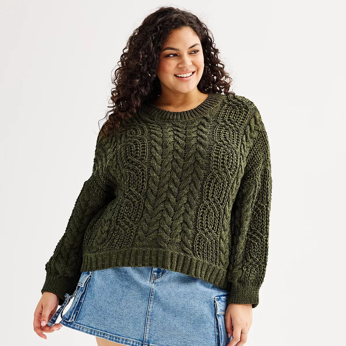 Juniors' Plus Size SO® Cable Knit Pullover Sweater | Kohl's