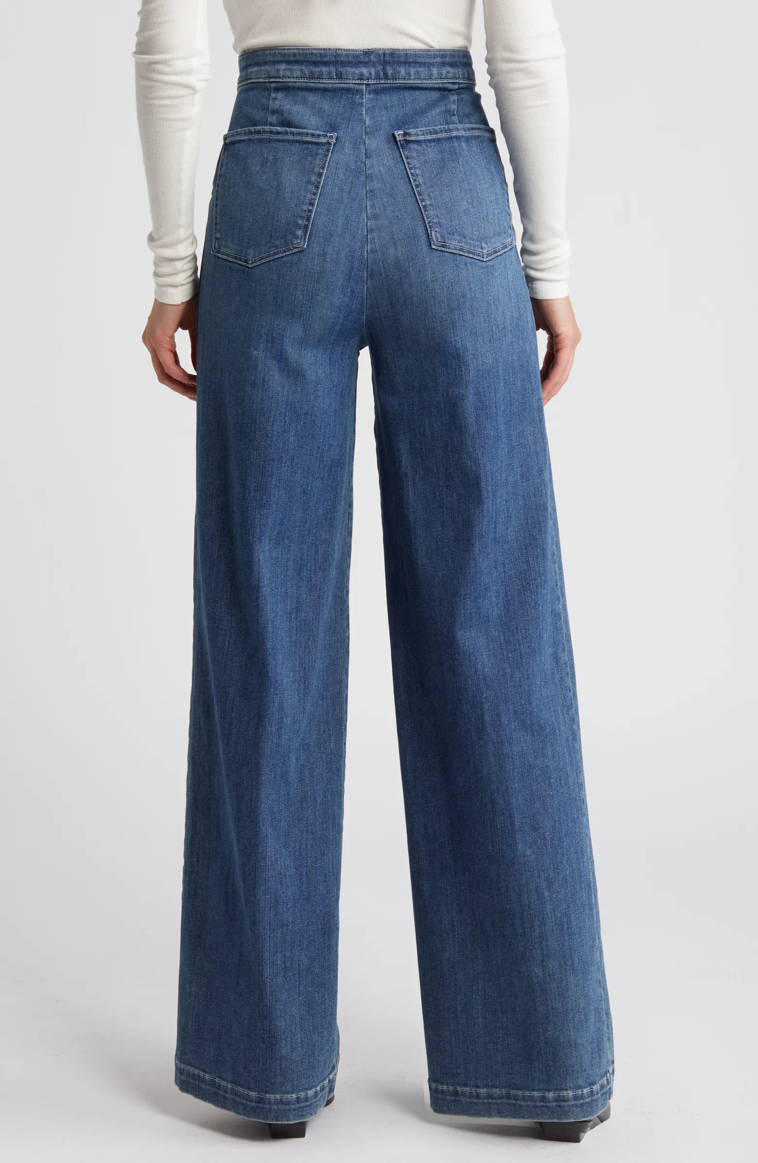 FRAME Sailor Snap High Waist Wide Leg Jeans | Nordstrom | Nordstrom