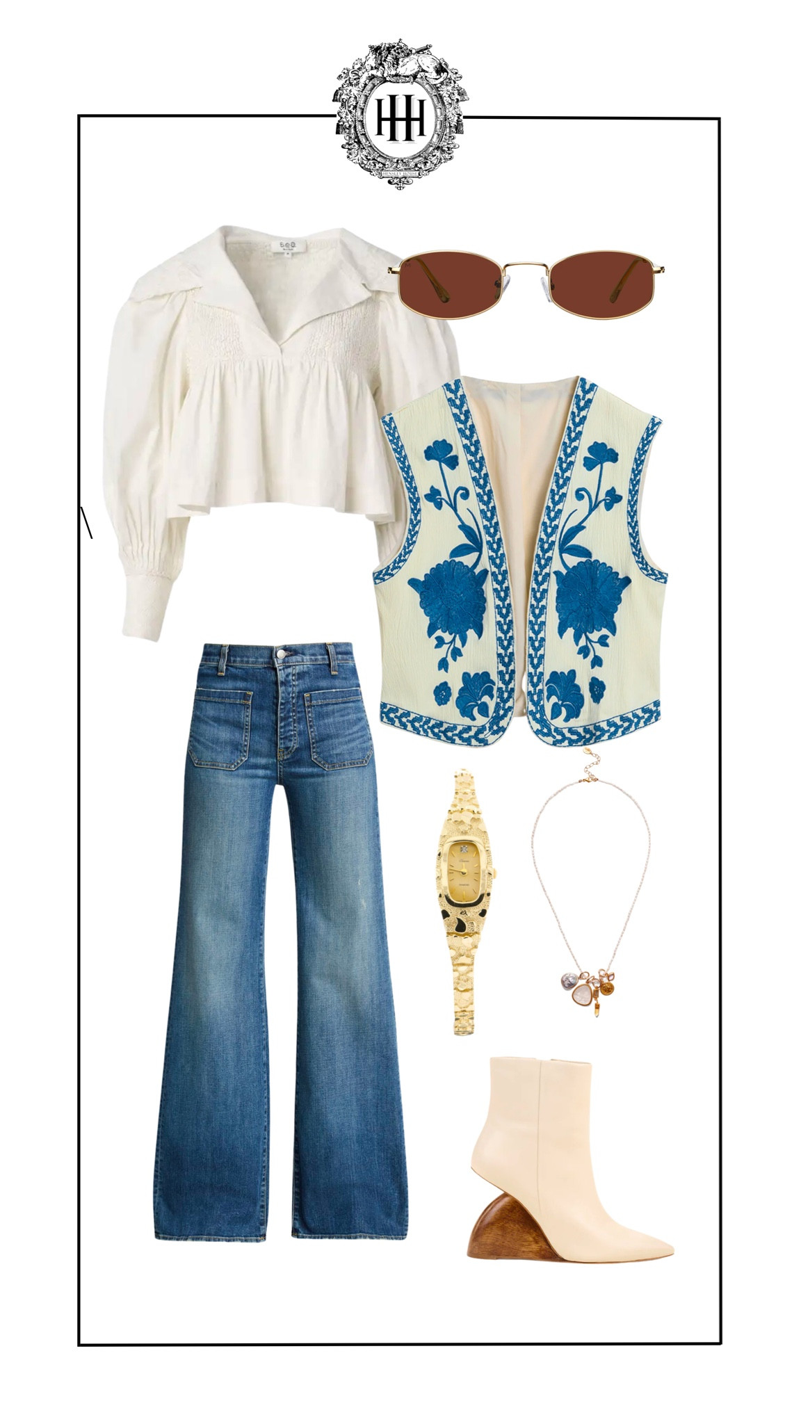 The Cool Cowgirl (3/3)

Sunglasses: Meller, Suku L Gold Kakao
Vest: Commense, Embroidered Floral Vest
Watch: Sarraf, 16mm Ladies Nugget Watch 
Necklace: Chan Luu, Hypatia Charm Necklace