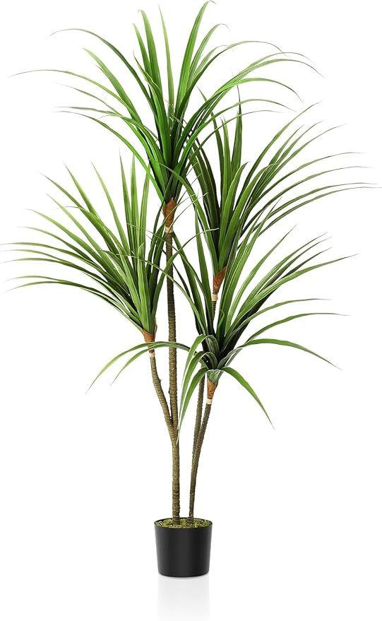 Artificial Tree 5FT Dracaena Silk Plant Artificial Faux Plants ​Evergreen Dracaena Fake Yucca i... | Amazon (US)