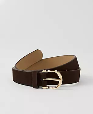 Round Buckle Suede Belt | Ann Taylor
