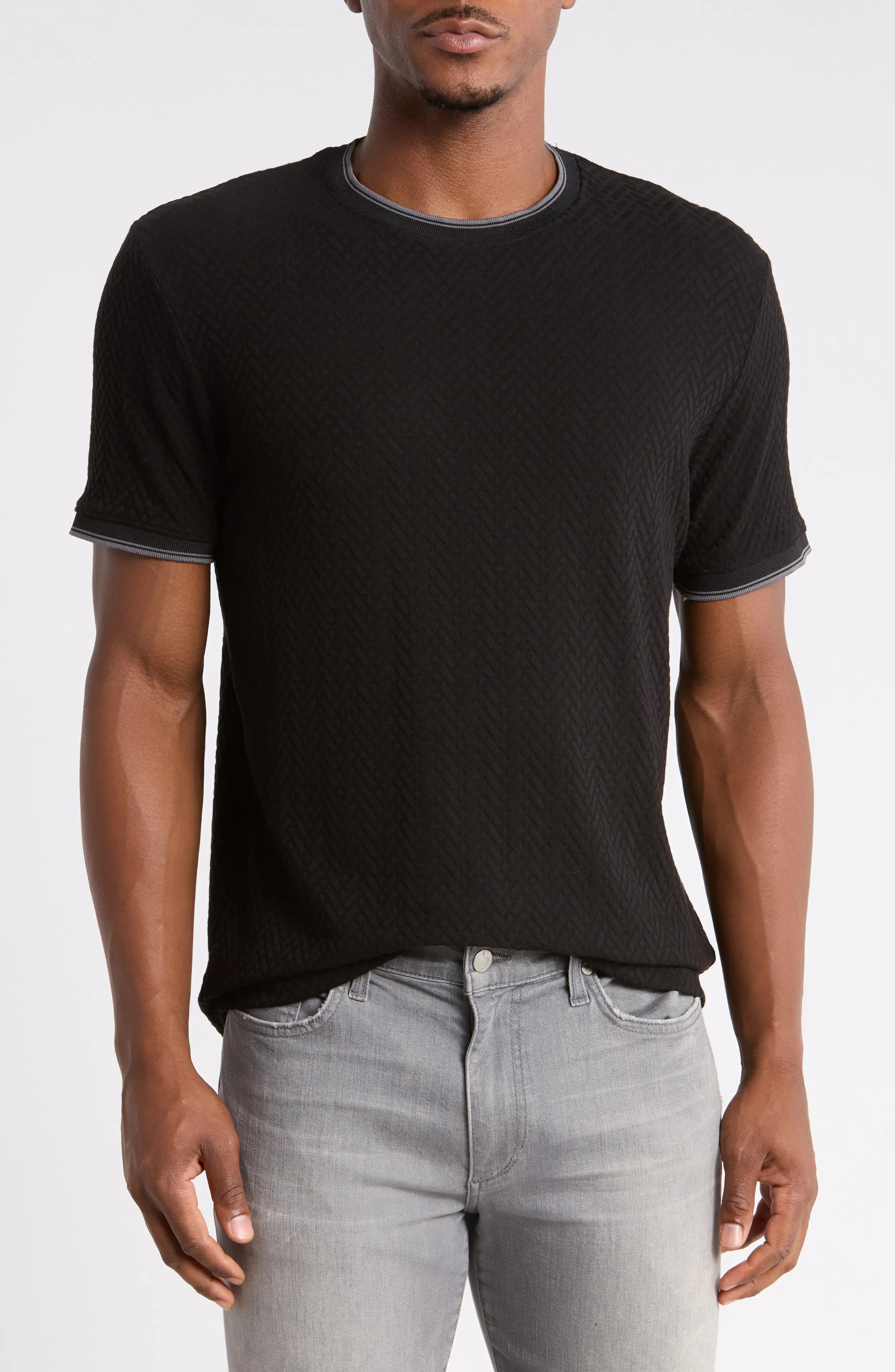 DENIM AND FLOWER Textured Tipped Crewneck T-Shirt (Men) | Nordstromrack | Nordstrom Rack