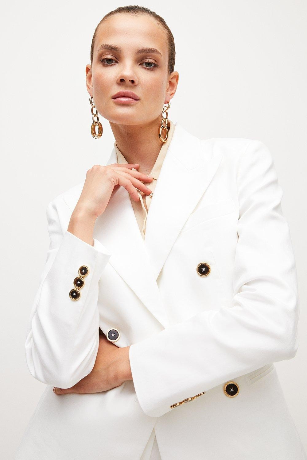 Utility Cotton Double Breasted Blazer | Karen Millen UK + IE + DE + NL