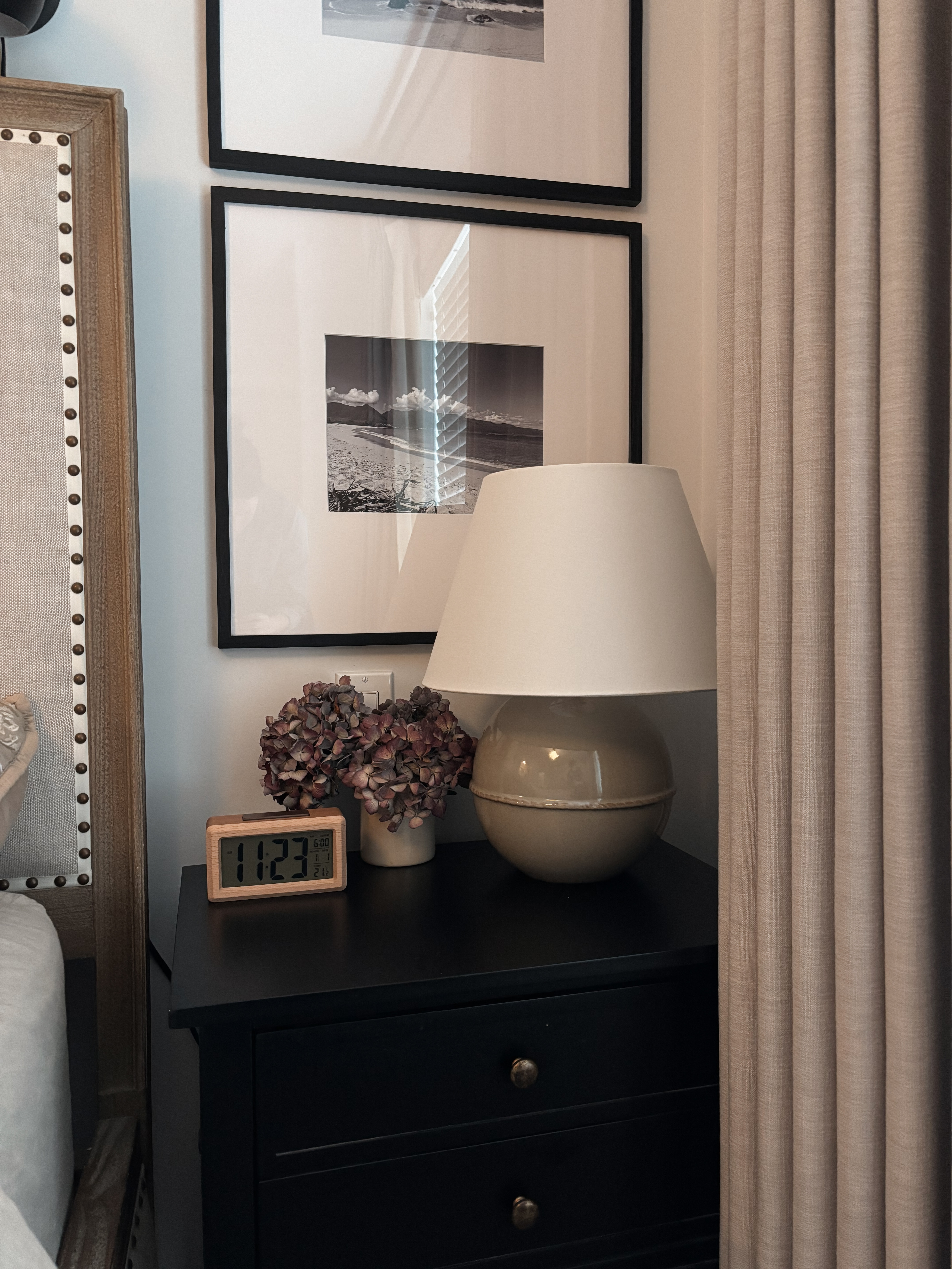 This aesthetic alarm clock is one of those small details that makes a space feel instantly more styled 🤍 I love the wood finish — it adds just enough warmth against darker furniture and gives that clean, minimalist look without feeling cold. It’s simple, functional, and actually looks good sitting on a nightstand (which is rare for alarm clocks). I paired it with the Studio McGee for Target Medium Ceramic Table Lamp in green, and the two together are such a good mix — the lamp adds that soft, organic shape and subtle color, while the clock keeps everything grounded and minimal. If you’re going for that modern organic, neutral bedroom vibe, these are the kinds of pieces that pull it all together without trying too hard. Linked here. 

 #LTKHome #LTKSaleAlert