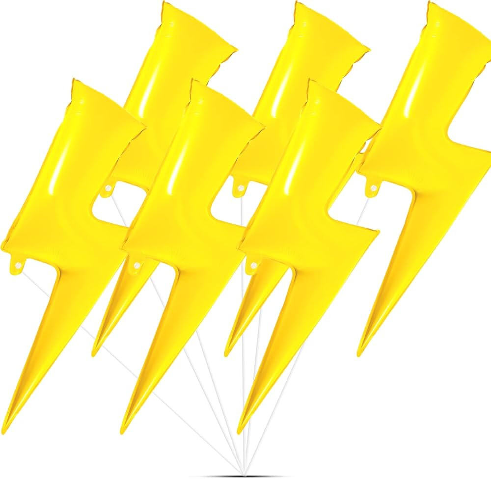 Set of 6 Lightning Bolt Foil Party Balloons 45 Inch Flash Balloons for Party Mylar Lightning Bolt Sh | Amazon (US)