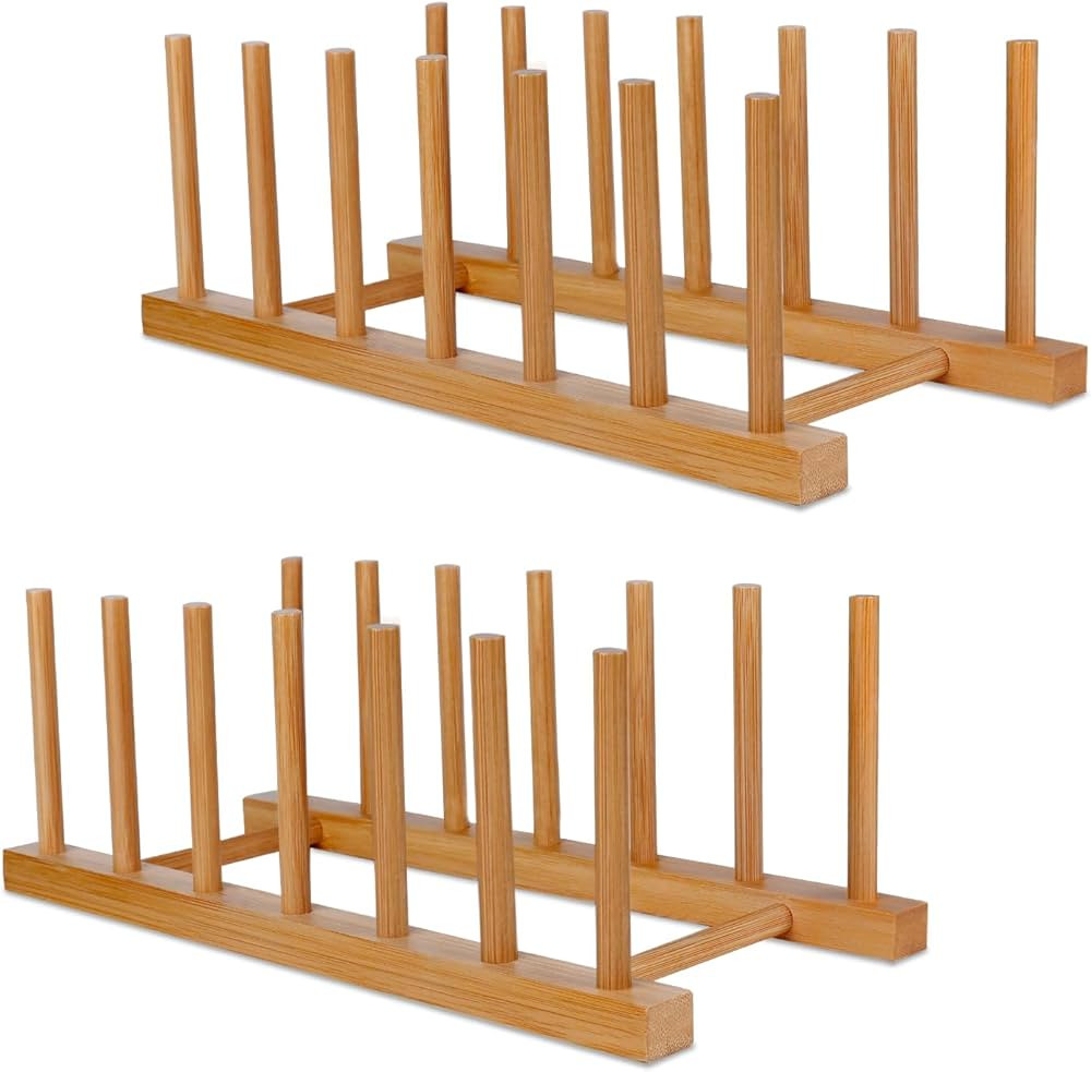 Bamboo Wooden Dish Racks Plate Stand Holder Vertical Drainer Kitchen Cabinet Organizer for Dish, ... | Amazon (US)