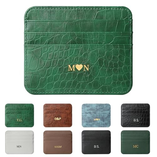 Personalized Gold Silver Initial letters Credit Card Holder Wallet for women, Customized Cute PU ... | Amazon (US)