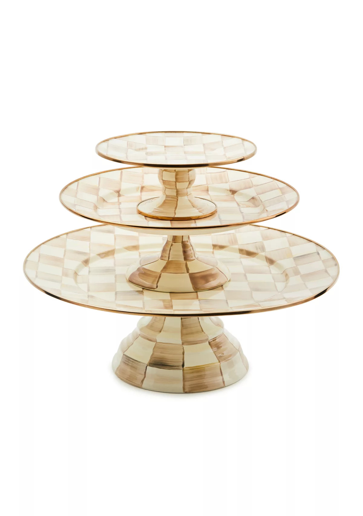 Check Enamel Large Pedestal Platter | Belk