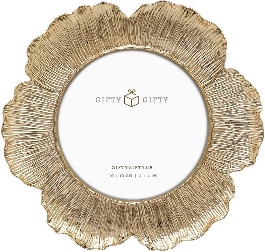 Circular Gold Floral Photo Frame / 4x4 In | For Tabletop Display | Perfect for Home Decor, Weddin... | Amazon (US)
