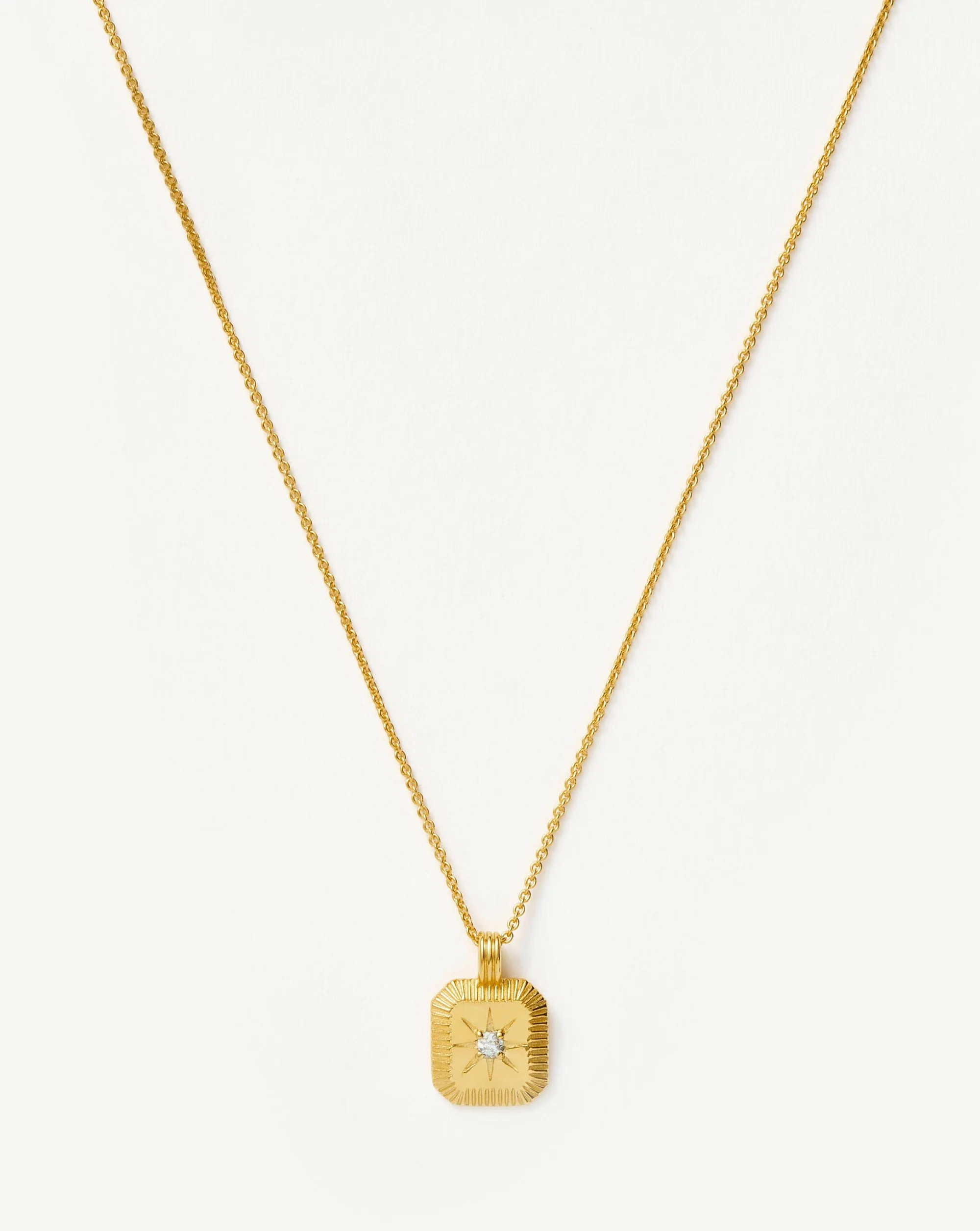 Star Ridge Birthstone Pendant Necklace | 18ct Gold Vermeil/Natural Cry | Missoma US