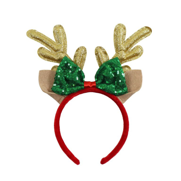 Christmas Headband with Gold Reindeer Antler Design, Multi Colors, 9.5"Wx9.5"H, by Holiday Time | Walmart (US)