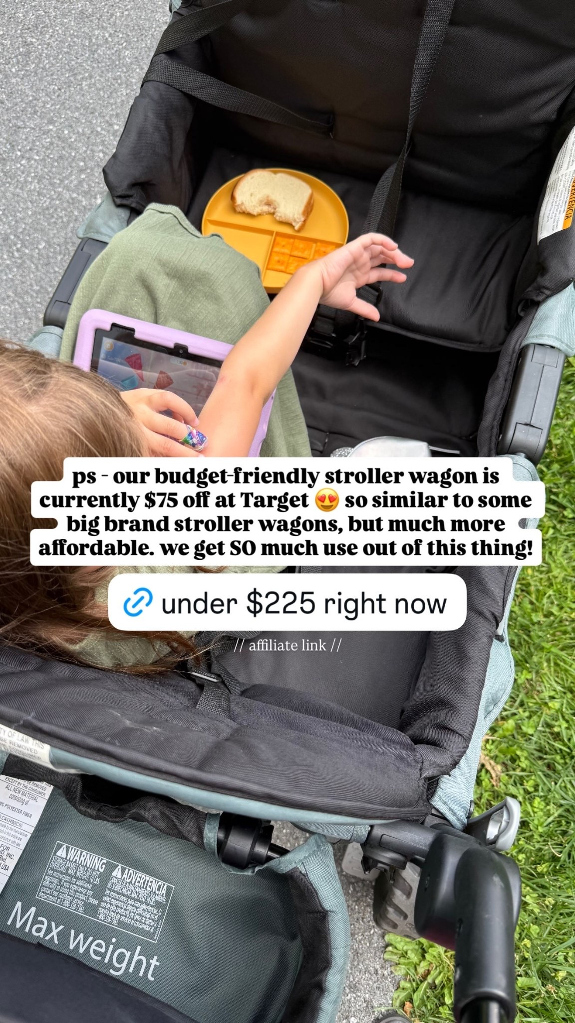 ps - our budget-friendly stroller wagon is currently $75 off at Target 😍 so similar to some big brand stroller wagons, but much more affordable. we get SO much use out of this thing! // affiliate link //