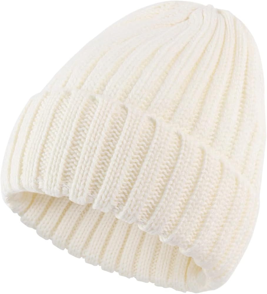 Connectyle Women's Rib Knit Cuffed Beanie Hat Stretch Acrylic Winter Hat Thick Warm Snow Ski Cap | Amazon (US)