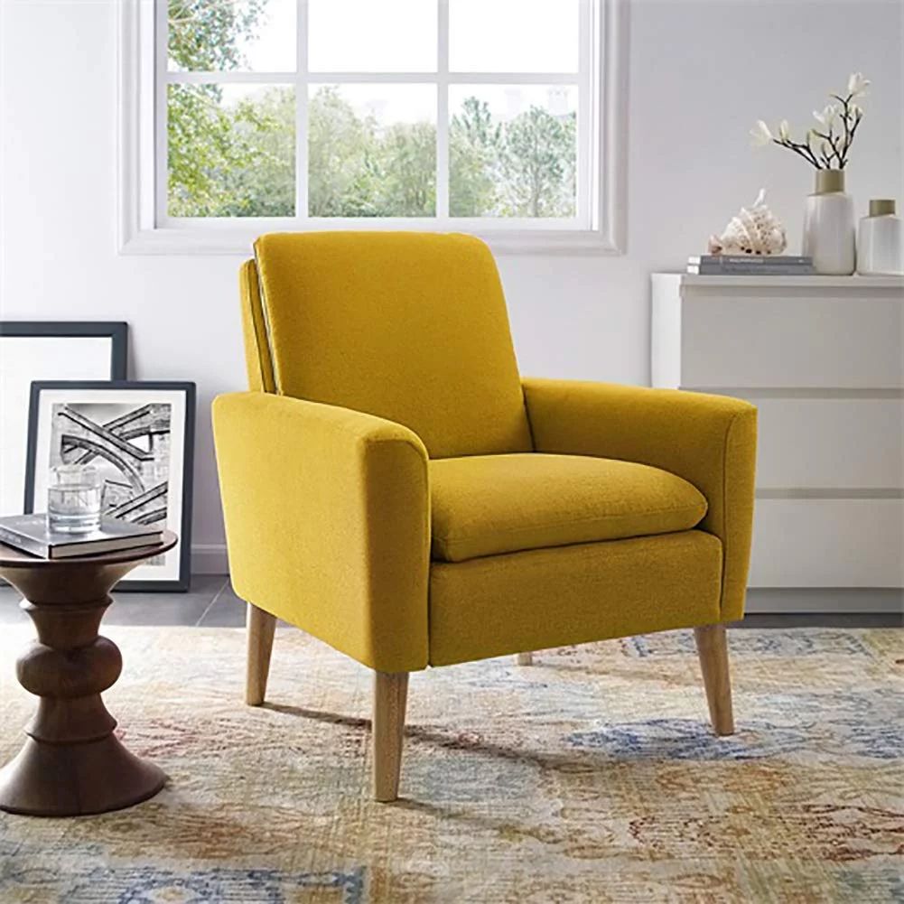 Modern Accent Chair Single Sofa Comfy Fabric Upholstered Arm Chair Living Room Yellow | Walmart (US)