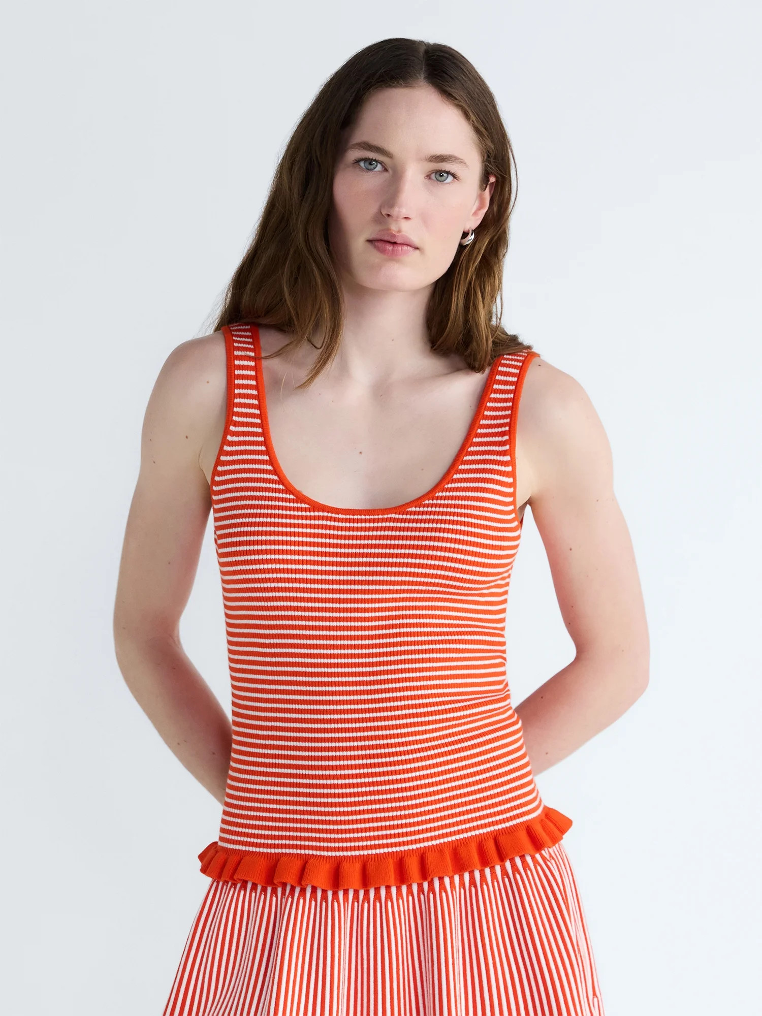 Free Assembly Women's and Women's Plus Ruffle Hem Knit Tank Top, Sizes XS-4X | Walmart (US)