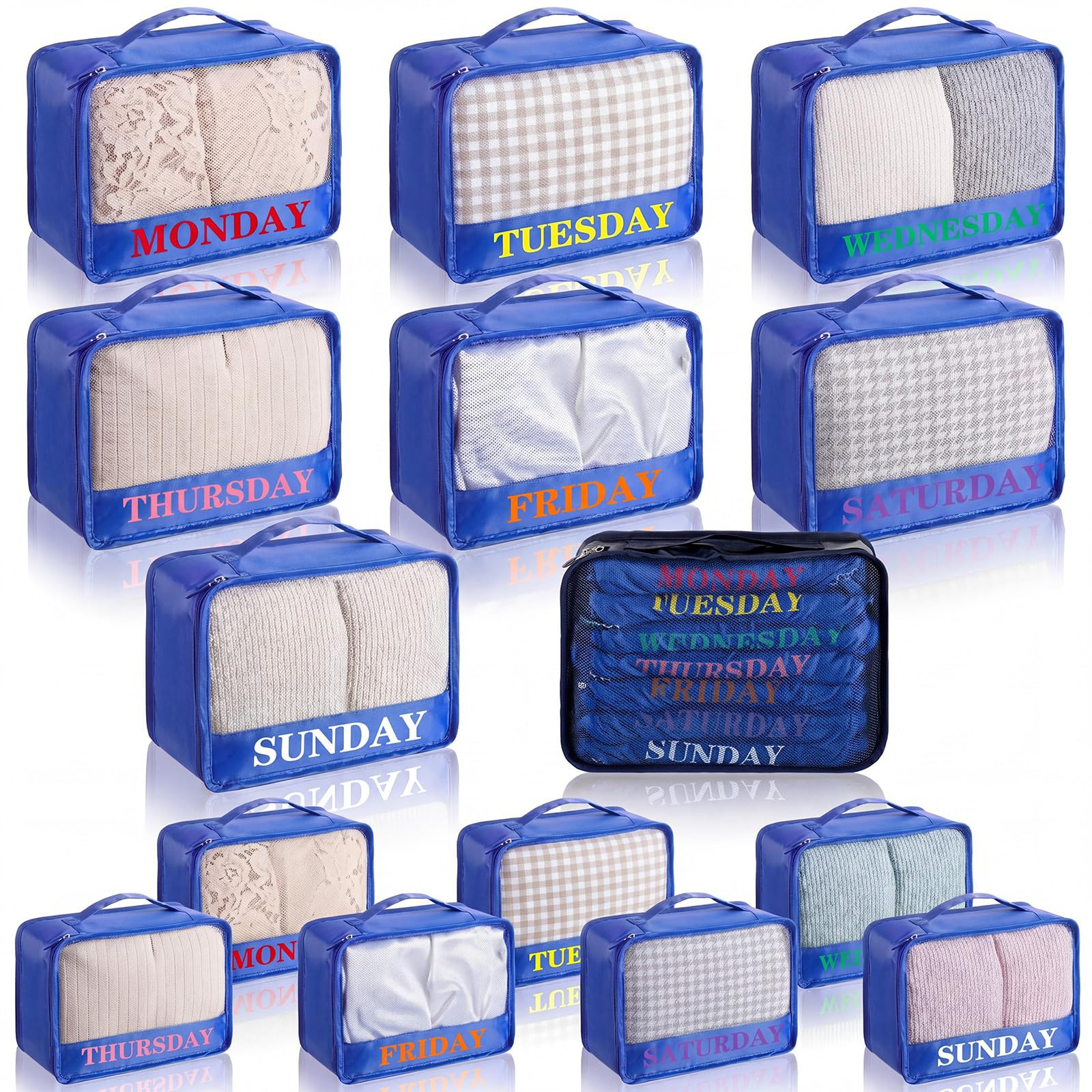 Days of Week Packing Cubes Weekly Organizer Travel Storage Bag School Clothes for Kids Summer Cam... | Amazon (US)