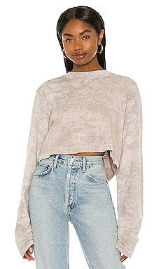COTTON CITIZEN The Tokyo Crop LS Top in White Stone Crystal from Revolve.com | Revolve Clothing (Global)