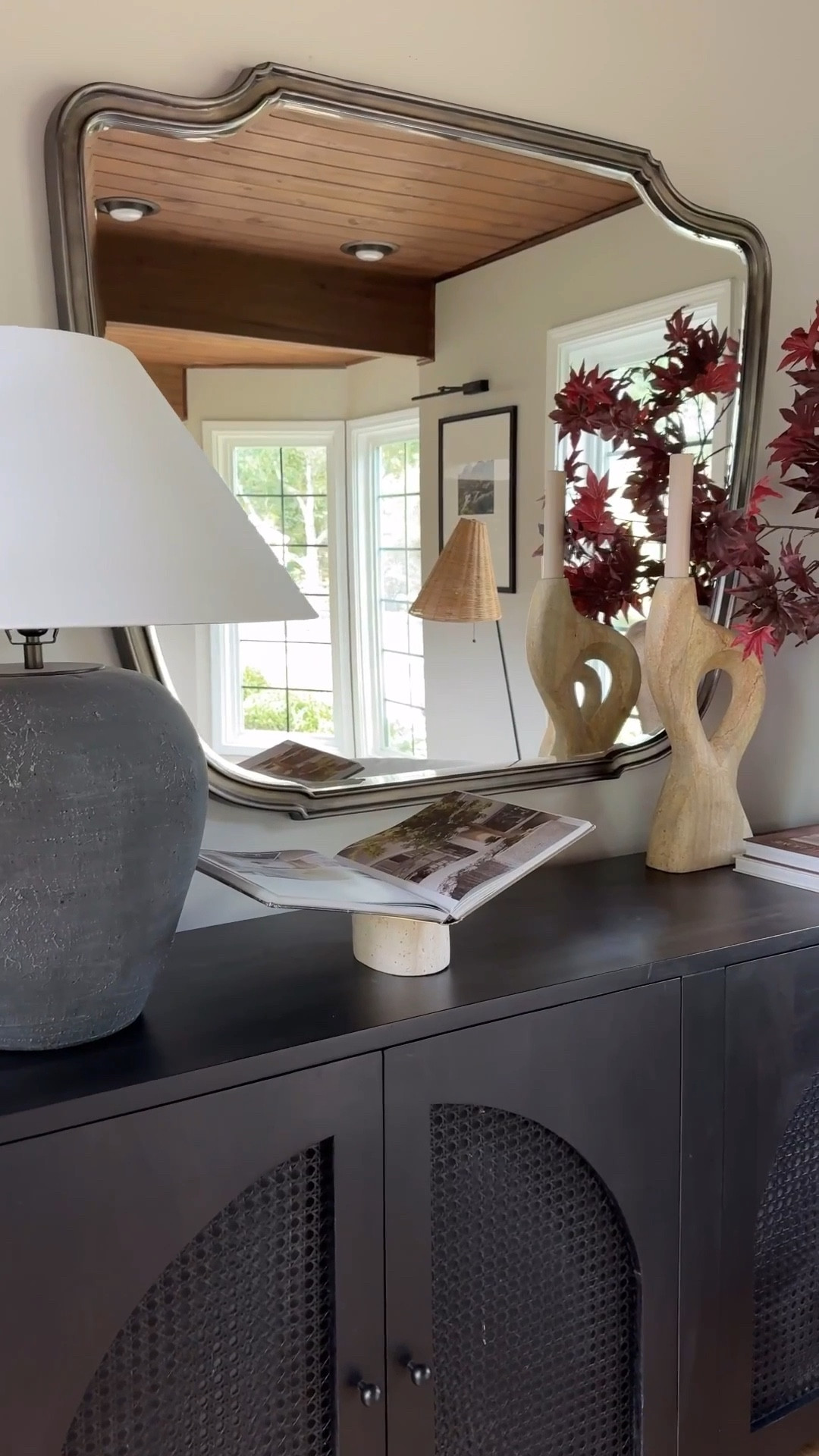 Earthy organic sideboard styling! I love focusing on adding pieces to our home that can be styled year round without too much change. This allows for you to achieve a high end and not overspend or over consume. The only change I would make here periodically are seasonally appropriate stems! 

#LTKSaleAlert #LTKHome
