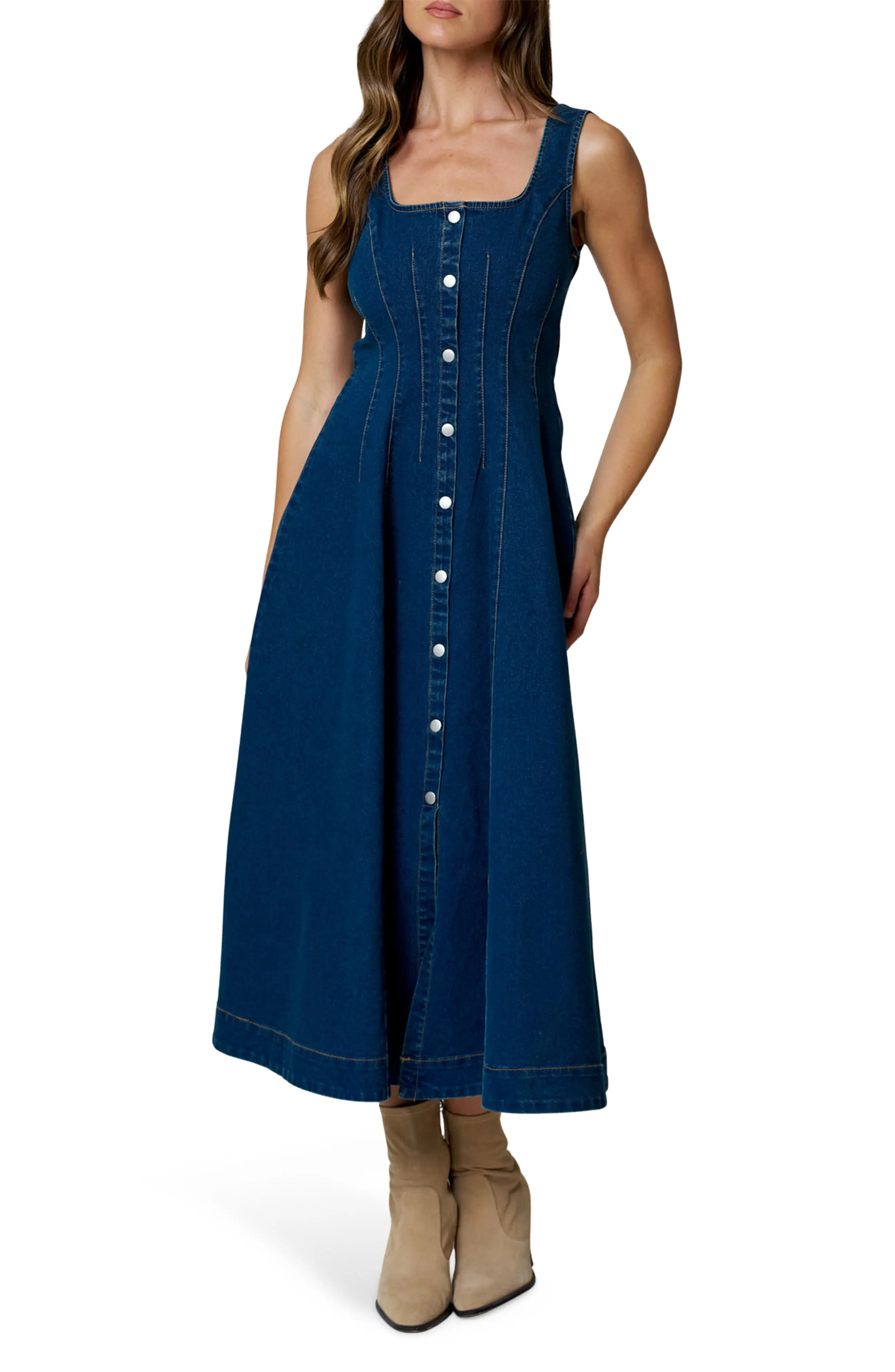 Blu Pepper Denim Midi Dress (Women) | Nordstromrack | Nordstrom Rack