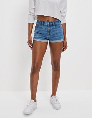 AE Ne(x)t Level High-Waisted Denim Short Short | American Eagle Outfitters (US & CA)