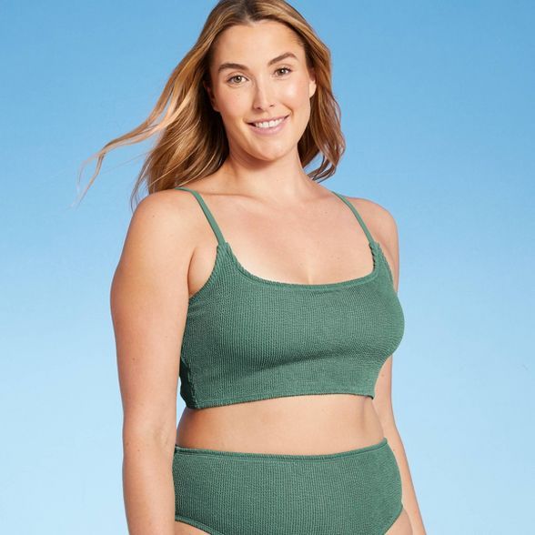 Women's Crinkle Textured Longline Bikini Top - Kona Sol™ | Target