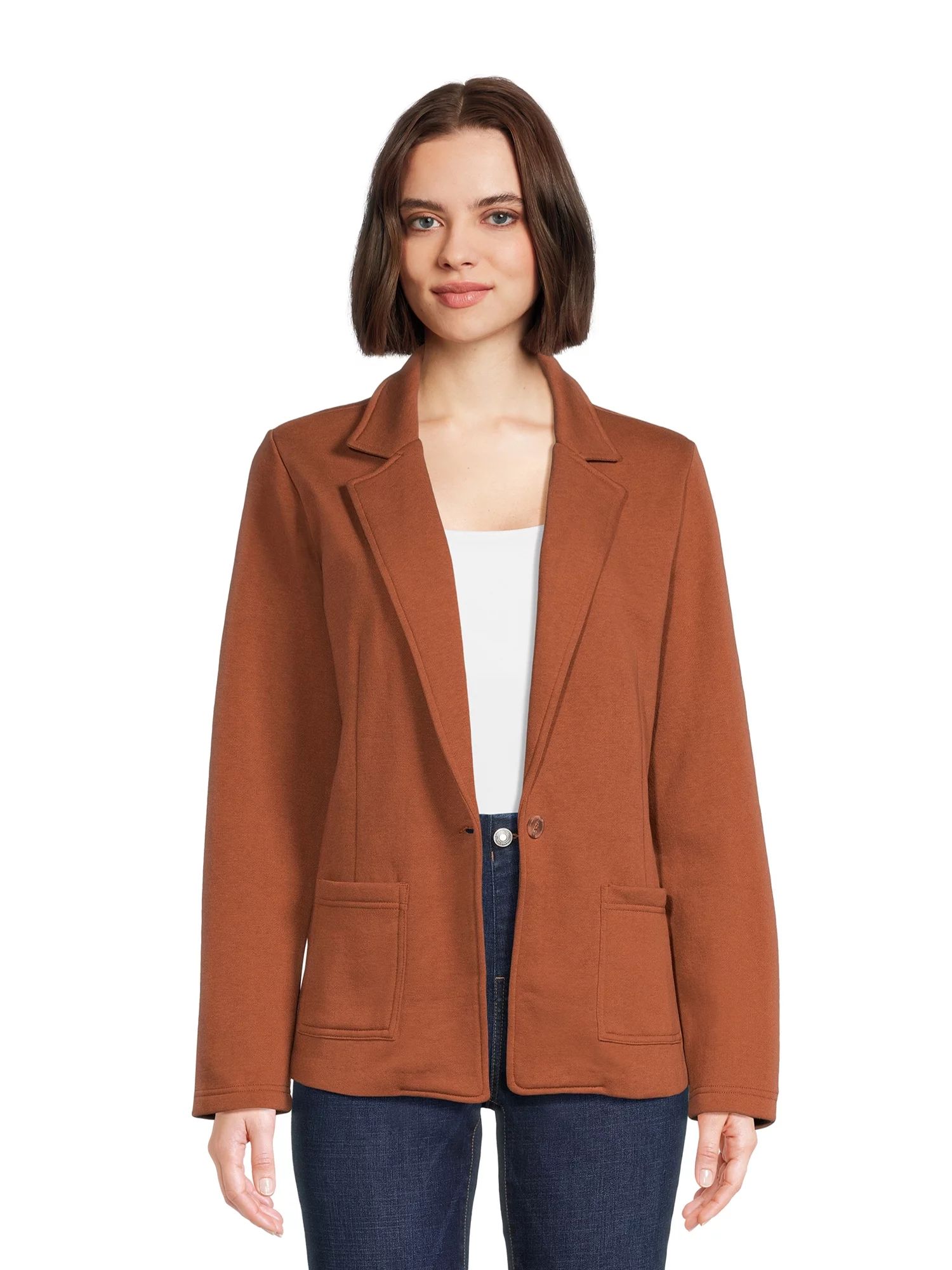 Time and Tru Women's French Terry Cloth Blazer, Sizes XS-XXXL | Walmart (US)