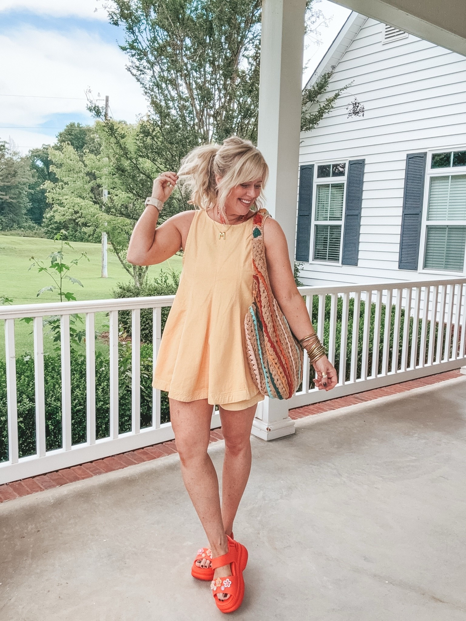 Cutie denim set 💛 I have it in a light denim too and LOVE! It runs true to size unless you’re in between and if so you could size down. 
👉🏼Also linked a look for less. 
I size down in Crocs and these are do comfy. Love these 🌼 Jibbitz.

#LTKootd #LTKgrwm #LTKOver40