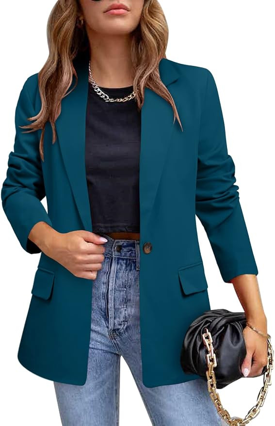 Womens Casual Blazer Jacket Long Sleeve Open Front Work Office Blazer Lapel Button Jacket | Amazon (US)