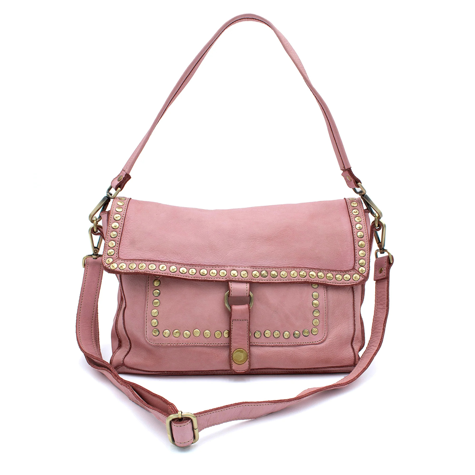 Emily Studded Shoulder Bag in Blush Pink | Bolsa Nova Handbags