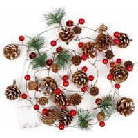 Litzee - Christmas Garland with Lights,6.5ft PineCones String Lights Decorative Fairy Lights 20 led  | ManoMano UK