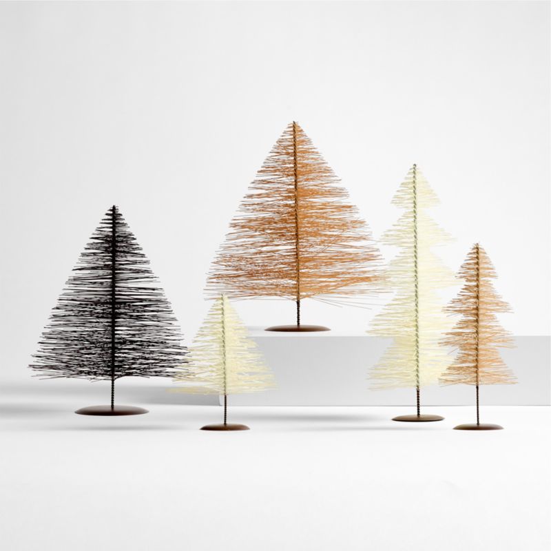 Woodland Bottle Brush Trees by Leanne Ford, Set of 5 | Crate and Barrel | Crate & Barrel