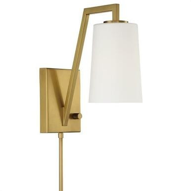 Avon Wall Sconce, 1-Light, Aged Brass, White Glass Shade, 12.25"H (AVO-B4201-AG 2KZKU) | Lighting Reimagined