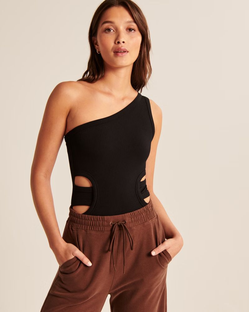 Women's Seamless Rib Fabric One-Shoulder Cutout Bodysuit | Women's Tops | Abercrombie.com | Abercrombie & Fitch (US)