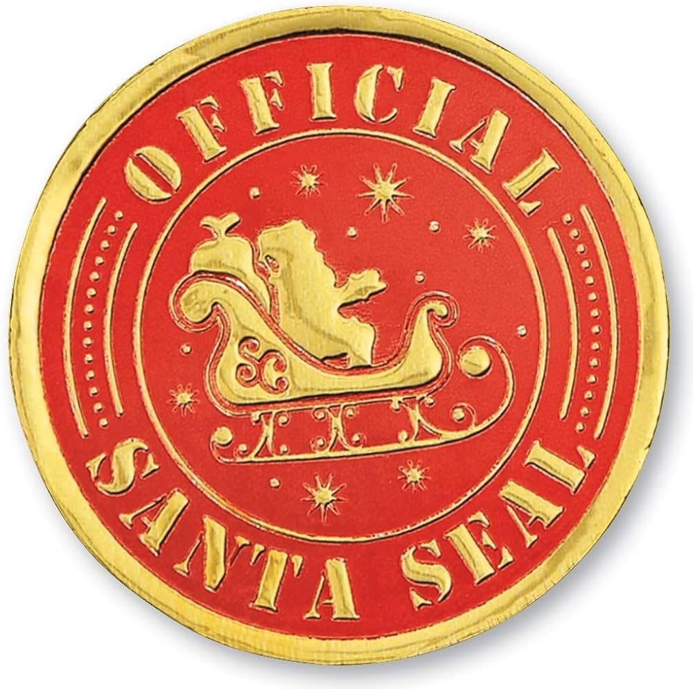 PaperDirect Red and Gold Santa and Sleigh Embossed Foil Seals, 48 Count | Amazon (US)