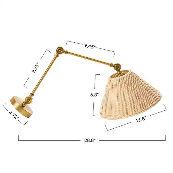 Coastal Adjustable Wall Sconce with Neutral Beige Rattan Shades | Bed Bath & Beyond