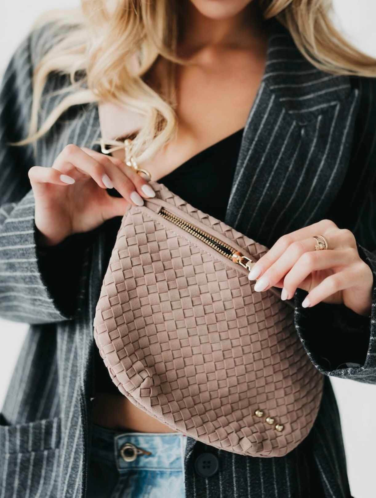 Westlyn Suede Woven Bum Bag with Studded Detail | JAYNE
