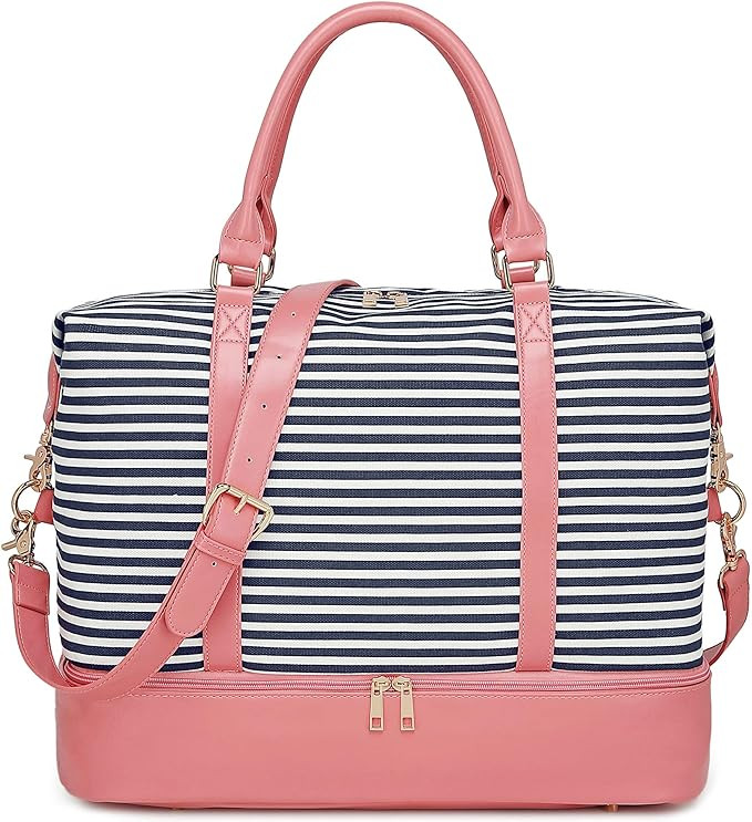 BLUBOON Weekender Overnight Bag Women Carry-on Tote with Shoe Compartment Canvas Travel Duffle Ba... | Amazon (US)