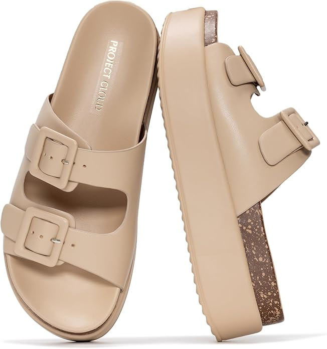 Project Cloud Platform Sandals Women - Plush & Soft Insole Wedge Slides for Women Footwear - Beac... | Amazon (US)