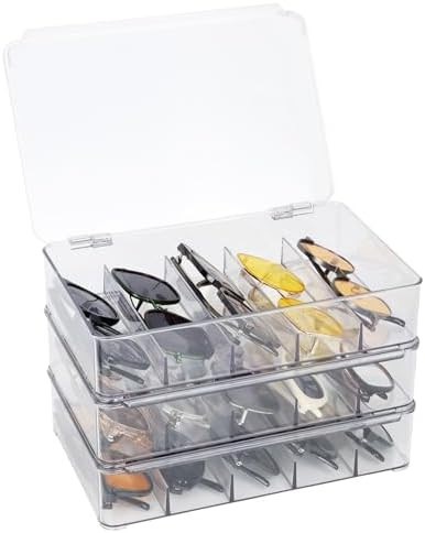 FORUP Sunglasses Organizer, Plastic Stackable Eyeglass Case Storage Organizer, Sunglass Glasses S... | Amazon (US)
