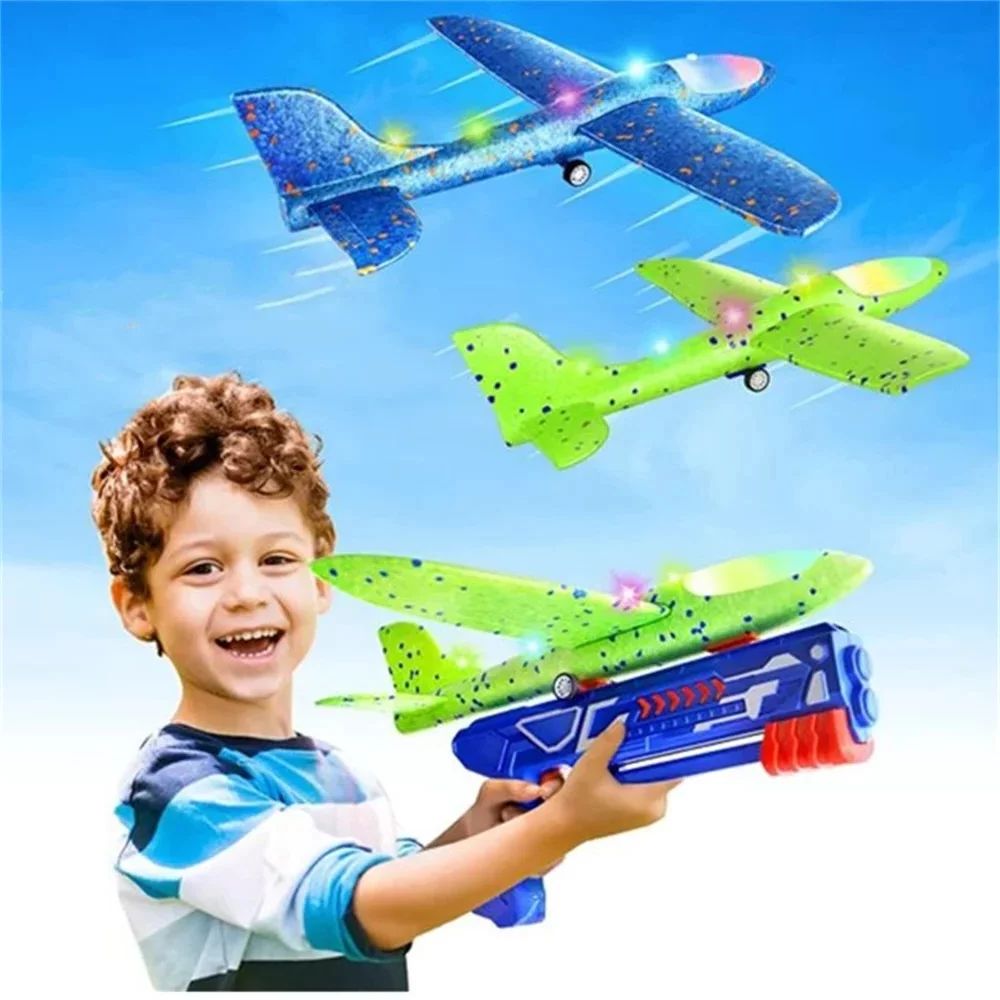 Airplanes Toys, 2 Flight Modes LED Foam Glider Catapult Plane Toy Yard Games, Outdoor Flying Toys... | Walmart (US)