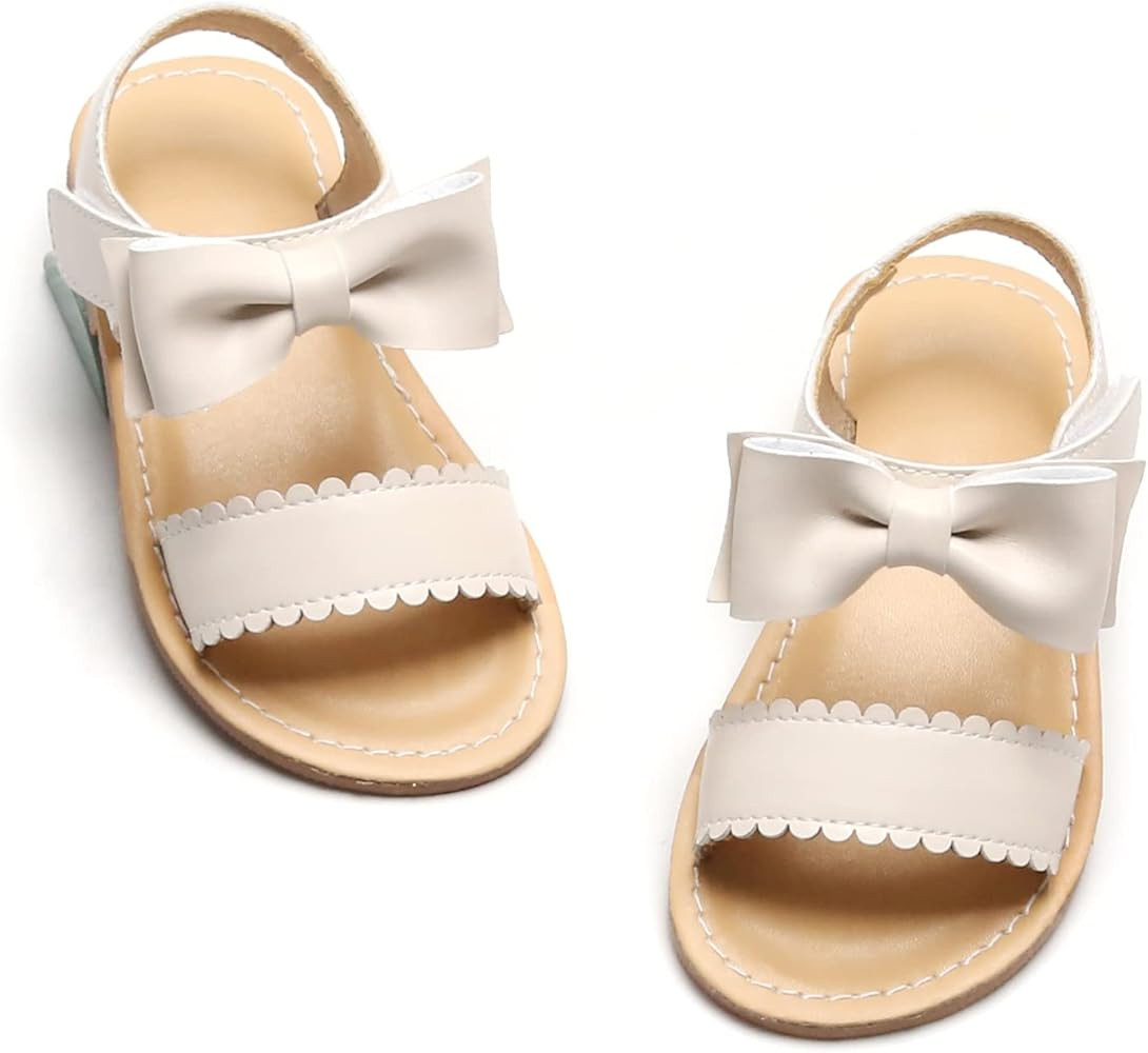 Felix & Flora Toddler Girl Sandals - Flower Girl Dress Shoes Open Toe Little Kid Summer Flats | Amazon (US)