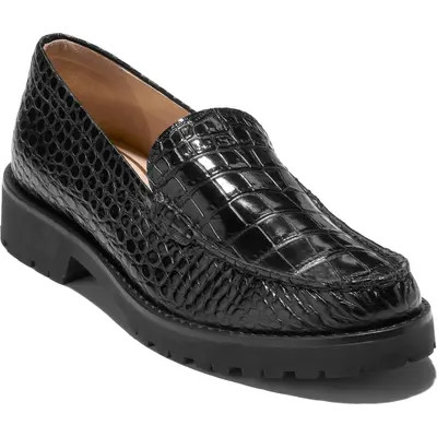 Cole Haan Thelle Croc Embossed Loafer in Chocolate Croc Print Leather at Nordstrom, Size 9 | Nordstrom