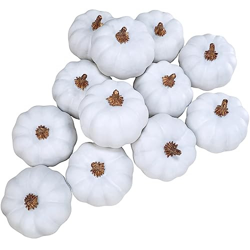 Winlyn 12 Pcs Small Artificial White Pumpkins Decorative White Foam Pumpkins Harvest Pumpkins 3" Wide for Fall Wedding Thanksgiving Halloween Table Centerpiece Seasonal Mantel Bowl Decorations Crafts | Amazon (US)