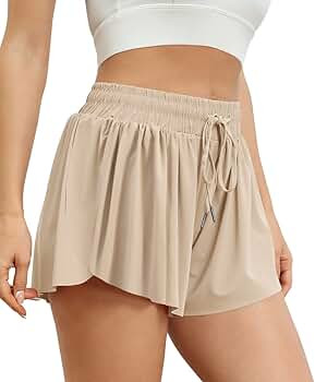 AUTOMET Womens 2 in 1 Flowy Running Shorts Casual Summer Athletic Workout Biker Shorts High Waist... | Amazon (US)
