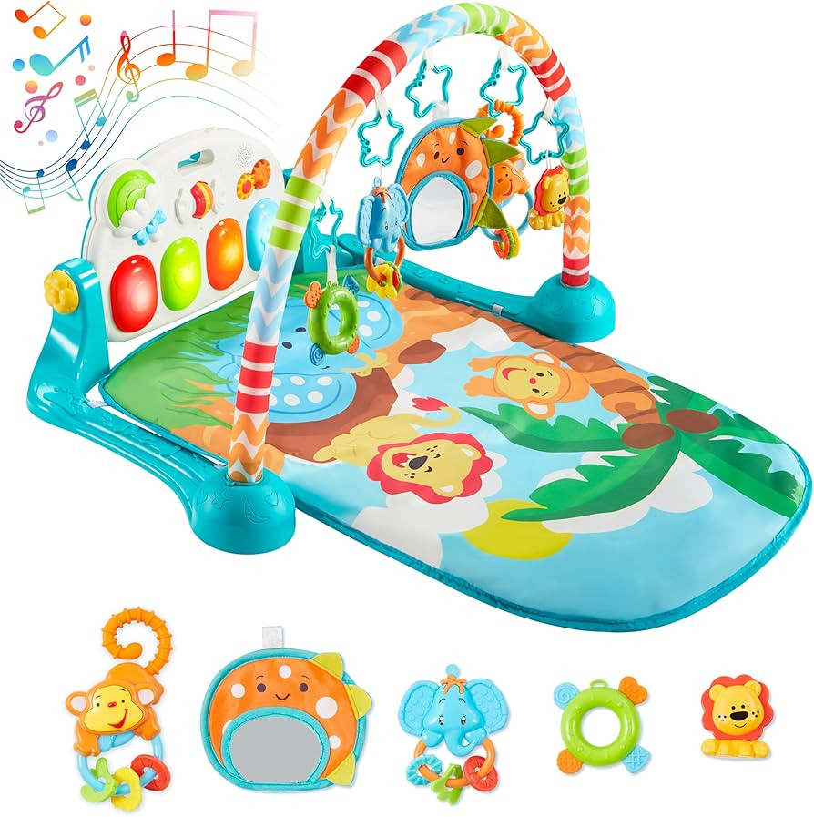 SYNCFUN Baby Play Mat, Tummy Time Mat Toys, Baby Musical Learning Toys 0-6 Months, Adorable Anima... | Amazon (US)