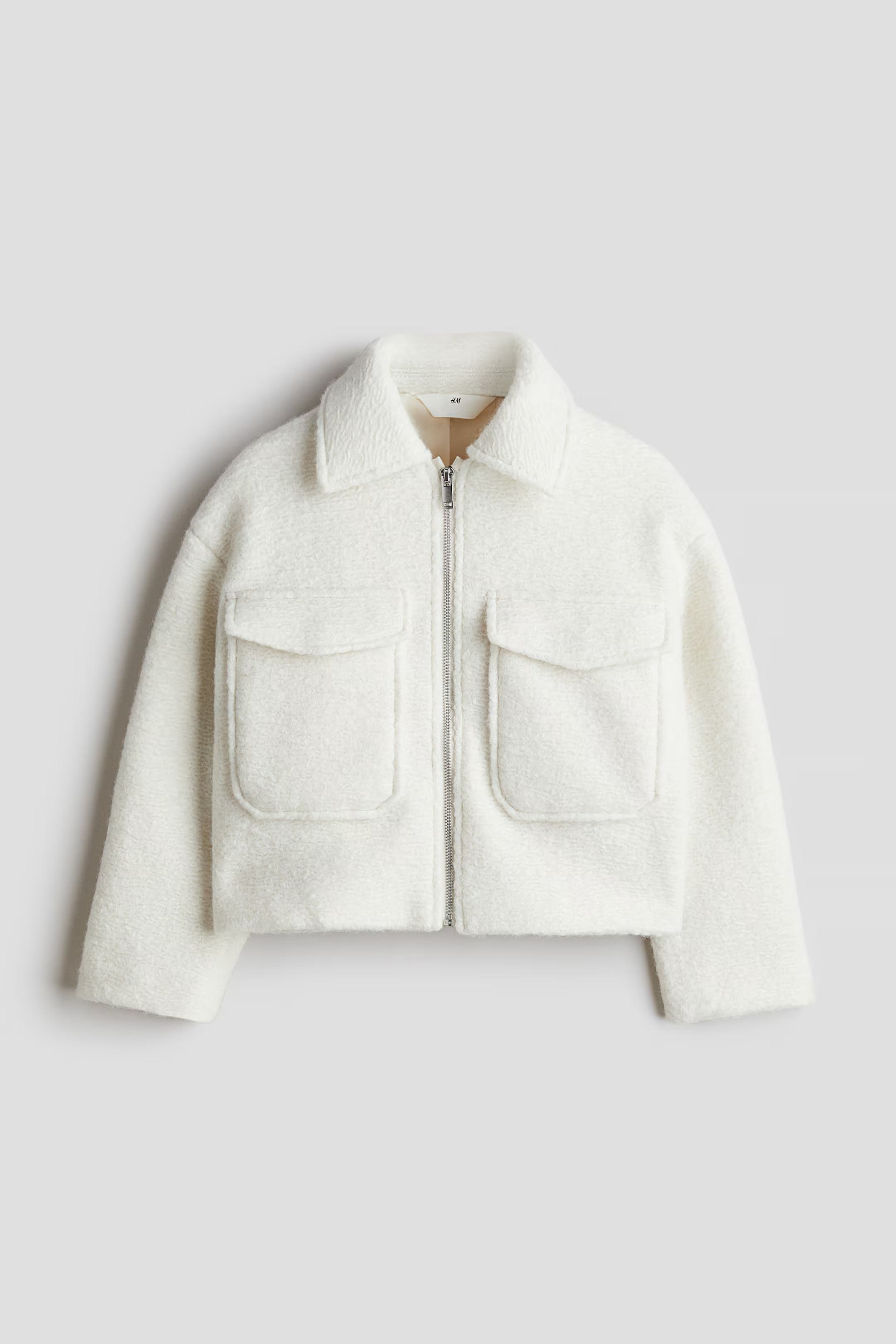 Felted Shacket - Long sleeve - Regular length - White - Kids | H&M US | H&M (US + CA)